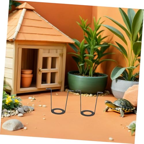 DOITOOL 2pcs Reptile Lamp Fixture Holder with U-Shaped Metal Bracket for Terrarium Lighting, Adjustable Heat Lamp Stand Compatible with Glass Enclosures for Lizards and Amphibians