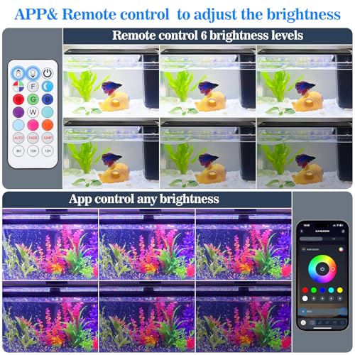 Full Spectrum Aquarium Light：Fish Tank Light with APP & Remote Control for Plants Growth - Fish Lamp for Live Fishes Aquatic Pet Lovers - 24-31 Inch Freshwater Saltwater Aquarium Decor - size: 24-31inch