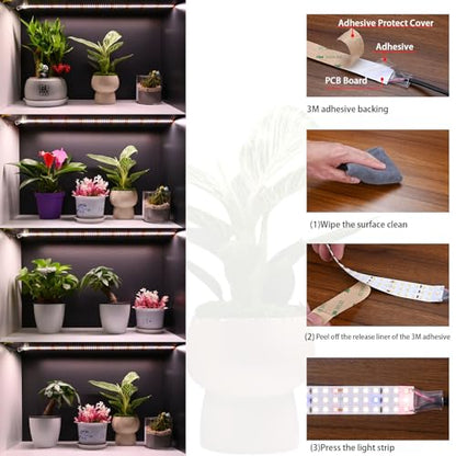 6.6FT LED Plant Grow Light, 840LEDs Full Spectrum Grow Lamp with High PPFD, 24V 55W Cuttable Plants Growing Light Strip Flexible Self Adhesive for Seedlings Veg Flower - size: 6.6FT