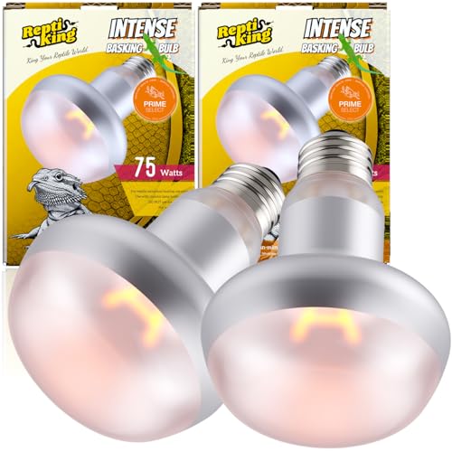 Reptile Heat Lamp, 2 Pack 75W Intense Basking Bulbs Light for Reptiles, UVA Daylight Basking Light for Bearded Dragon, Lizard, Gecko,Turtle, Reptile Heat Bulb - color: 2-pack Reptile Heat Bulb