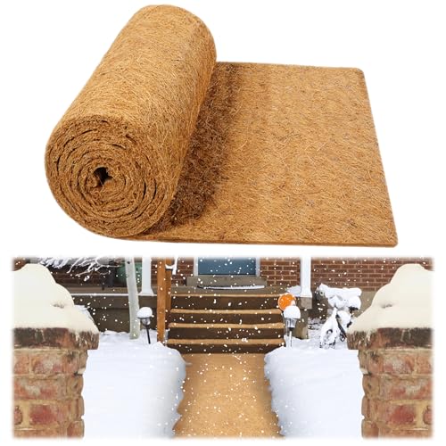 1 Roll No-Slip Ice and Snow Carpet Mats,16x80 Inch Coconut Coir Liner Roll Natural Coconut Fiber Anti-Slip Coco Coir Carpet Mat for Garden,Front Door,Stairs,Porch Outdoor Safer Walking - size: 1'4" x 6'8" (Rectangular)