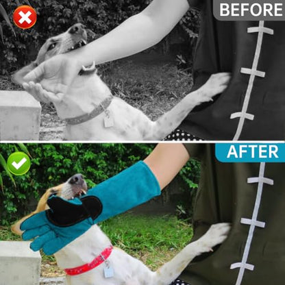 Bite Proof Animal Handling Gloves, Cat Gloves Pet Leather Glove Cat Scratch with Pet Comb, Multipurpose for Rose Pruning, Gardening, Pets Grooming