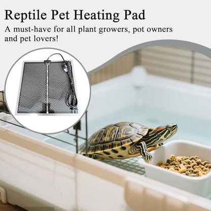 Reptile Heating Pad - 15x14cm Electric Waterproof Under Tank Heater,Spider Snake Aquarium Heating Pad,for Pets, Small Animals, Seedling, Plants, Lizard, Frogs