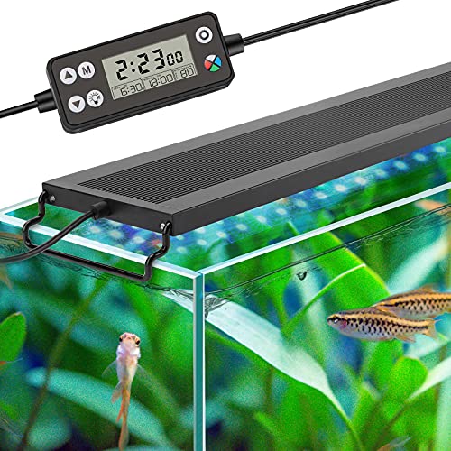 hygger Auto On Off LED Aquarium Light, Full Spectrum Fish Tank Light with LCD Monitor, 24/7 Lighting Cycle, 7 Colors, Adjustable Timer, IP68 Waterproof, 3 Modes for 36"-42" Freshwater Planted Tank - size: 36W (for 36-42 inch tank)