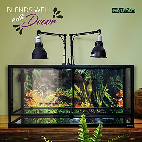 Reptile Tank - 90x45x45 cm, 190 L (50 Gal) Glass Reptile Terrarium with Background - Ideal for Snakes, Lizards, Geckos