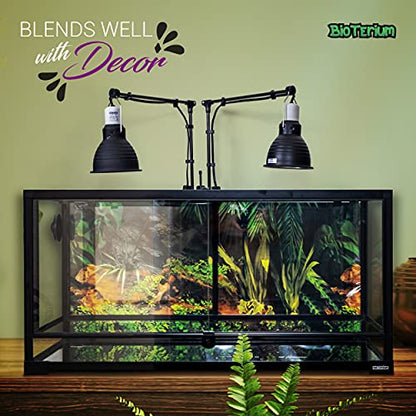 Reptile Tank - 90x45x45 cm, 190 L (50 Gal) Glass Reptile Terrarium with Background - Ideal for Snakes, Lizards, Geckos