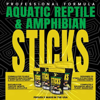Xtreme Reptile 3mm Floating Sticks - Balanced Diet for Turtles, Newts, Frogs & Axolotls - Promotes Shell & Body Health, Zoo-Recommended Food Formula - USA Farm Grown (7 oz) - size: 7 Ounce (Pack of 1)
