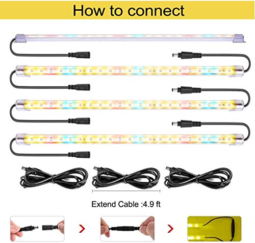 LED Plant Grow Lights Strips for Indoor Plants Full Spectrum with Auto ON & Off Timer, T5 Sunlike Grow Lights Bar Growing Lamps for Greenhouse Shelves Hydroponics Succulent, 4 Dimmable Levels - size: L/6pcs