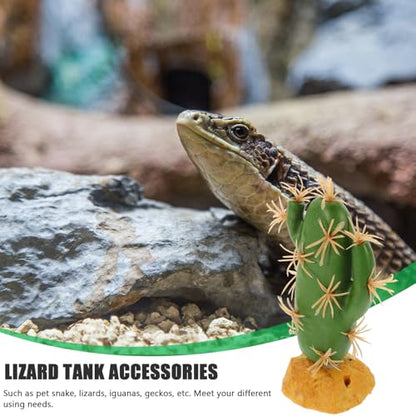 Artificial Reptile Cactus Plant for Terrarium Decor Water-Resistant Resin Simulation Non-Fading Plastic Ornament for Lizard Tank Landscaping Suitable for Amphibian Habitat and Pet