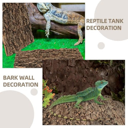 SHINEOFI 4pcs Reptile Bark Decor Wood,11. 8" X 7. 8" Cork Bark Background Natural Terrariums Background Cork Wood Habitat Tank Decoration for Bearded Dragon
