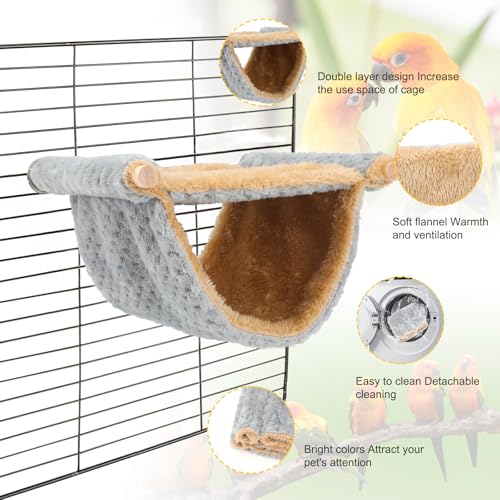 BWOGUE Winter Warm Bird Nest Bed Hanging Hammock Snuggle Hut Parrot House Tent Toy Bird Cage Perch for Parakeet Budgies Cockatiels Lovebird Cockatoo Finch Hamster Chinchilla Guinea Pig - color: Light Gray, size: Medium (9"x7.2")