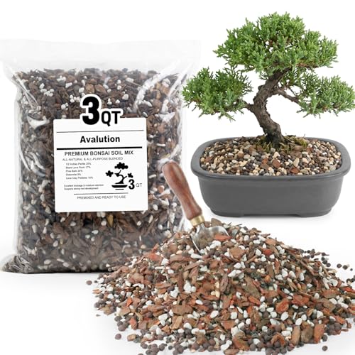 Avalution Bonsai Soil 3QT,Organic Bonsai Soil Mix Perlite,Lava Rock,Pine Bark,Clay Pebbles for Indoor Plants,Premium Fast Draining Pre Mixed Potting Soil for Bonsai Trees Repotting - color: Bonsai Soil, size: 3QT