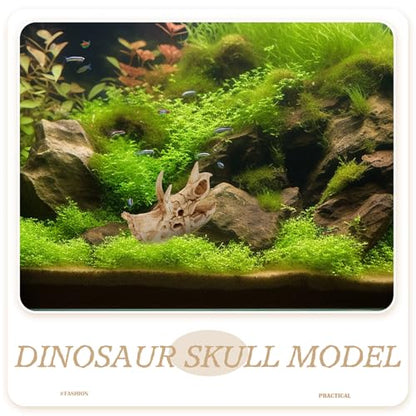 VOSAREA Resin Dinosaur Skull Realistic Dinosaur Cave House Hideout for Snakes and Lizards, Highly Wear-Resistant Habitat Decoration Suitable for Reptile Terrariums and Aquarium Decor