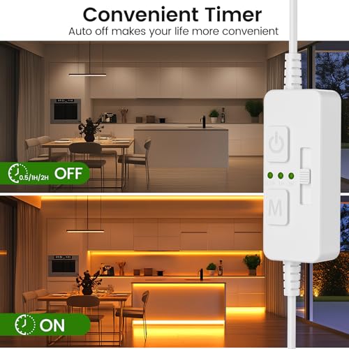 AIBOO Single Color Slider Dimmer with Timer - PWM 1pc DC 5V/12V/24V LED Controller, 36W Max, Slide Brightness Control & Auto-Off for LED Strip Lights, Closet, Counter, Aquarium Lighting (White) - color: White