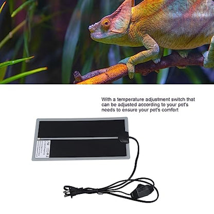 Reptile Heating Pad, Rapid Heating 110 to 120V Waterproof Adjustable Temperature Reptile Terrarium Heat Pad for Turtles, Lizards, Frogs (7W) - size: 7W