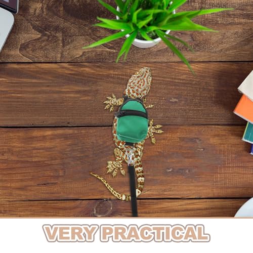 BESTonZON Reptile Backpack with Adjustable Leash, Portable Harness for Bearded Dragon and Lizards, Lightweight Small Animal Carrier for Outdoor Walking and Travel, Green