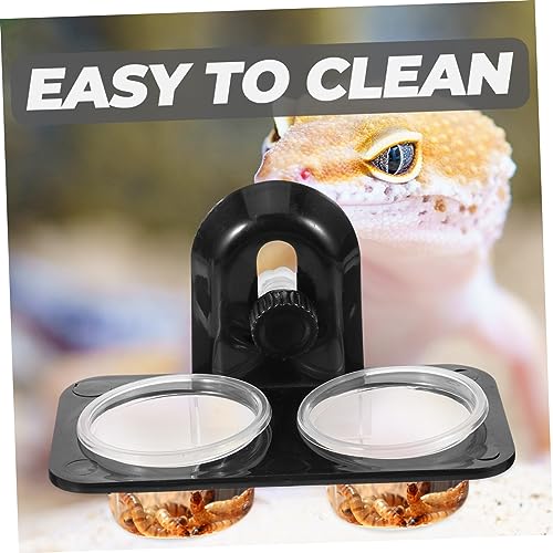 YARNOW Reptile Feeder Water and Food Bowl Container Durable Dual Compartment Basin for Lizards Turtles Geckos and Screw Type Design for Easy Feeding