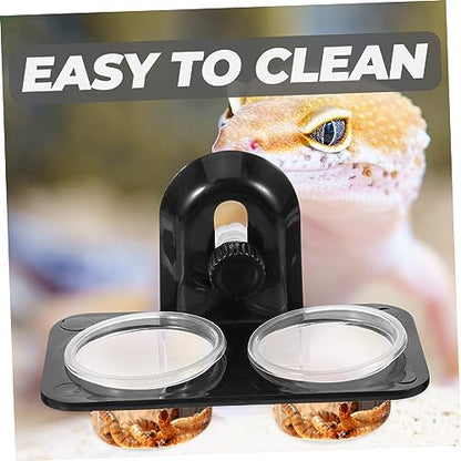 YARNOW Reptile Feeder Water and Food Bowl Container Durable Dual Compartment Basin for Lizards Turtles Geckos and Screw Type Design for Easy Feeding