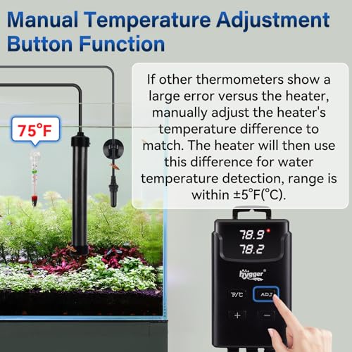 hygger Aquarium Heater,Submersible Fish Tank Heater with External Digital Display, Including Overheat & Leakage Protection and Temperature Sensor for Freshwater and Saltwater (500W for 60gal~90gal) - size: 500W for 60gal~90gal