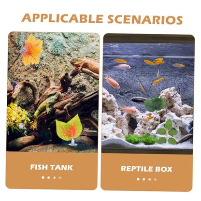 BESPORTBLE 10pcs Lifelike Reptile Plants Ornament Set with Suction Cups Simulation Terrarium Plant Décor for Lizard Chameleon Snake Habitat Artificial Aquarium for Reptile Tank