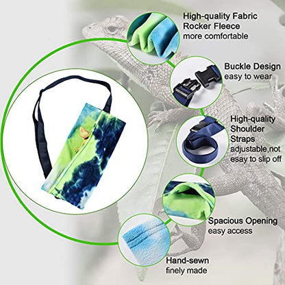 LIKZINWA Bearded Dragon Sling Carrier, Small Animal Carrier Lizard Carrier and Reptile Carrier with Adjustable Strap - color: Blue-green without buttons