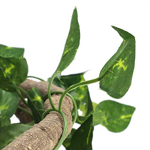 Wnvivi 9.8Ft Reptile Climbing Branch,Artificial Rattan Plants Reptile Box Decor,Simulated Vines with Leaves for Pet Habitat Decor(A1)