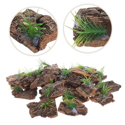 LIOOBO 20pcs Natural Cork Bark Terrarium Background for Reptiles Real Tree Bark Platform for Climbing and Hiding Aquarium Decor for Lizards Snakes Turtles Easy Maintenance Small Terrarium