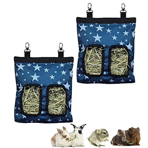 Guinea Pig Hay Feeder, Hanging Rabbit Hay Feeder Bag for Guinea Pigs Bunnies Chinchillas. Stars, 2 Count - color: Stars-2pack