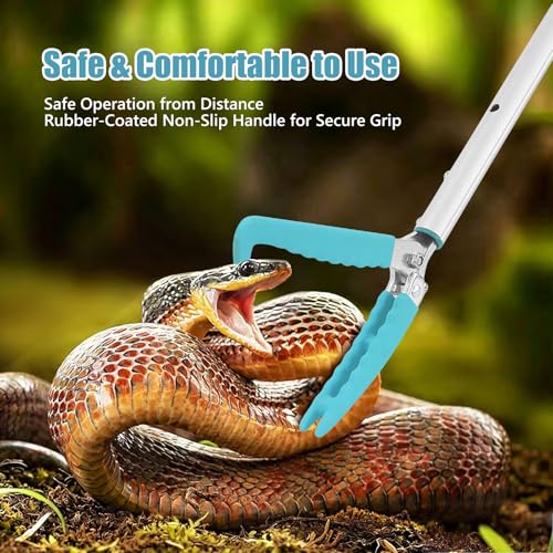 78" Extendable Snake Tongs, Professional Heavy Duty Aluminum Alloy Snake Reptile Catcher Grabber Tool with Wide Jaw, Locking Design & Non-Slip Comfortable Grip - Outdoor Safe Rattlesnake Handling Tool - size: 78 Inch