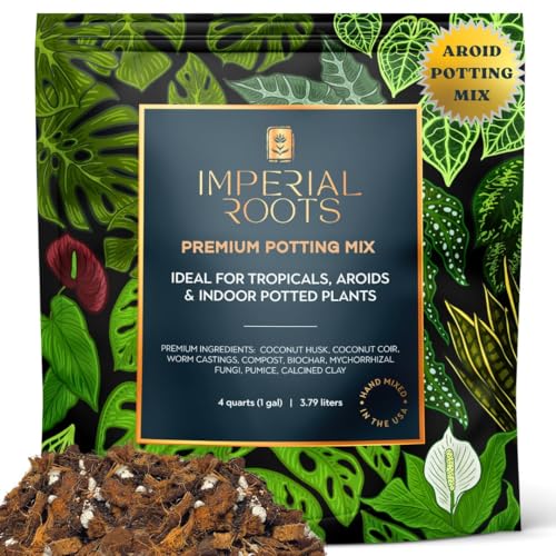 Premium Indoor Plant Potting Mix (4qt) – Peat-Free, Well-Draining Soilless Blend for Aroids & Tropical Houseplants with Coco Coir, Biochar & Pumice