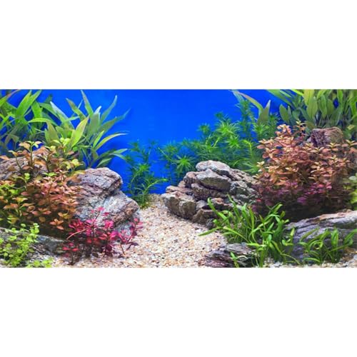 AWERT 72x18 inches Aquatic Plant Aquarium Background River Bed & Lake Fish Tank Background Vinyl - size: 72x18in/180x45cm