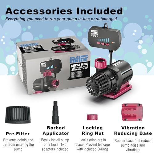 Hydor Seltz D DC Controllable Universal Pump 500 GPH, 750 GPH and 1000 GPH for Aquariums, Reefs, Ponds, Turtles, Terrariums and Fountains, Black (P21111.01) - style: 500 GPH
