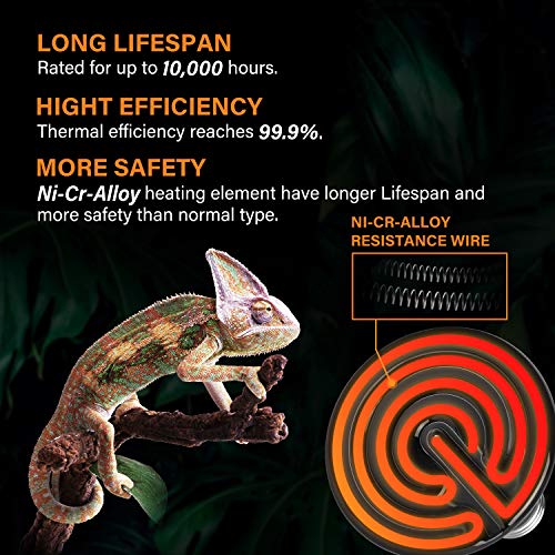 Simple Deluxe 50W Ceramic Heat Emitter Reptile Heat Lamp Bulb No Light Emitting Brooder Coop Heater for Amphibian Pet & Incubating Chicken,2 Pack - size: 50 Watts, style: 2 Pack