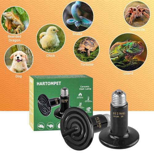 HARTOMPET 50W Ceramic Heat Emitter - No Light Reptile Heat Lamp for Amphibians, Lizards, Chickens, Turtles, Snakes - Infrared Heat Emitter Bulbs for Terrariums, Brooder Coops, and Tanks - size: 50 Watts