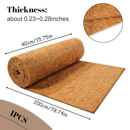 1 Roll No-Slip Ice and Snow Carpet Mats,16x80 Inch Coconut Coir Liner Roll Natural Coconut Fiber Anti-Slip Coco Coir Carpet Mat for Garden,Front Door,Stairs,Porch Outdoor Safer Walking - size: 1'4" x 6'8" (Rectangular)