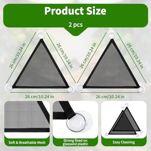 2 Pcs Bearded Dragon Hammock, Breathable Mesh Reptile Hammock for Lizard Gecko, Triangular Climbing Lounger with Strong Suction Cups for Iguanas, Geckos, Snakes, Chameleon Tank Accessories (Black)