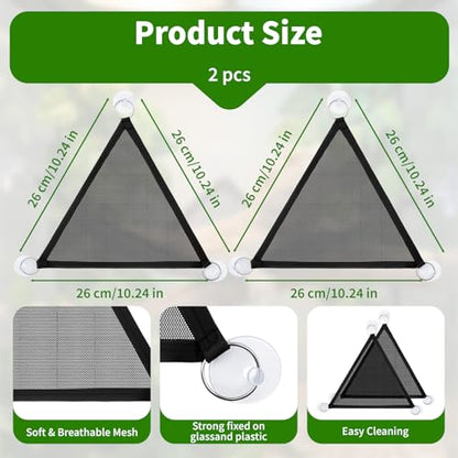2 Pcs Bearded Dragon Hammock, Breathable Mesh Reptile Hammock for Lizard Gecko, Triangular Climbing Lounger with Strong Suction Cups for Iguanas, Geckos, Snakes, Chameleon Tank Accessories (Black)