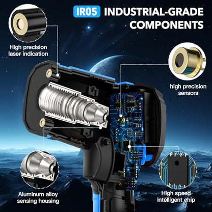 Infrared Thermometer Temperature Gun, -40℉ to 2192℉ Dual Laser High Temp Thermometer with LCD Color Display, Non-Contact Industrial Pyrometer 50:1 Distance Ratio, Adjustable Emissivity - color: Blue (-40℉~2192℉)