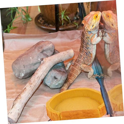 Sosoport Crawl Pets Water Basin Bark Pattern Reptile Water Dish for Lizards Turtles and Snakes Easy to Clean Non-Spill Design for Terrarium Accessories