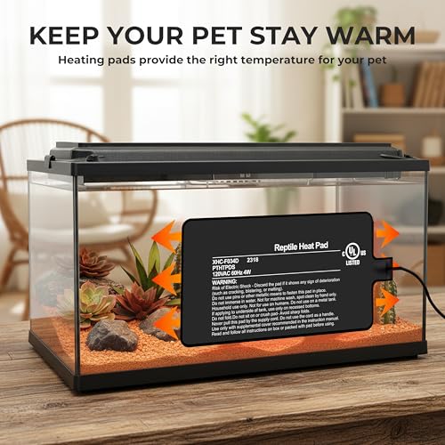 4x7 Inch Reptile Heating Pad 4W Electric Reptile Heat Pad Waterproof Under Tank Terrarium Heat Mats for Reptiles, Amphibians & Small Pets - color: Black, size: 4" x 7"(4W)