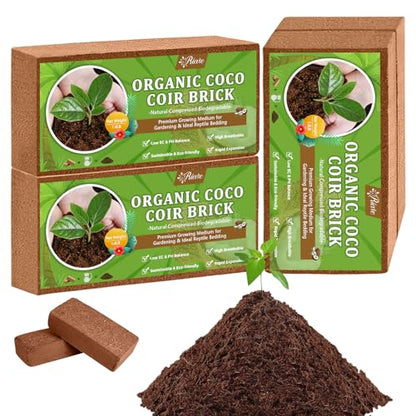 Riare 4pcs Organic Coco Coir Bricks Soil Blocks- 100% Natural Compressed Coco Peat Brick Coconut Fiber Substrate with Low EC& pH Balance, High Expansion Coco Coir Pith Coconut Husk for Garden - color: Pack of 4