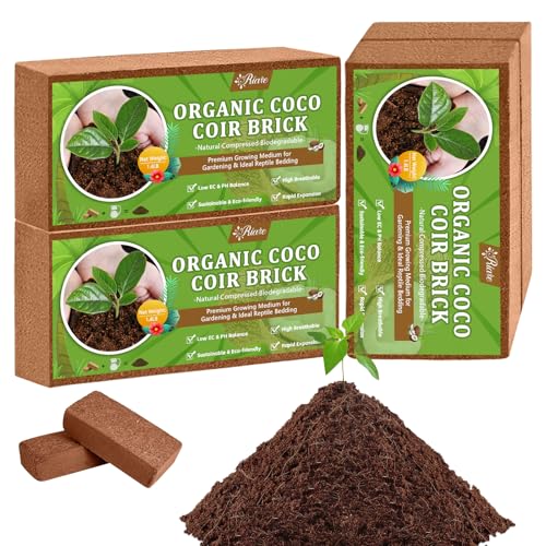 Riare 4pcs Organic Coco Coir Bricks Soil Blocks- 100% Natural Compressed Coco Peat Brick Coconut Fiber Substrate with Low EC& pH Balance, High Expansion Coco Coir Pith Coconut Husk for Garden - color: Pack of 4
