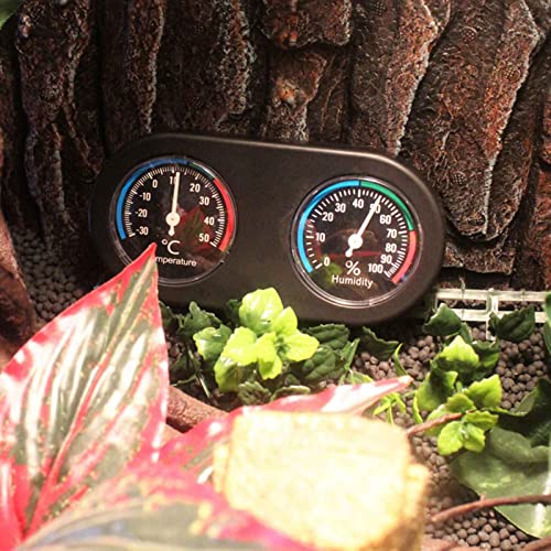 Mini Analog Temperature Humidity Meter for Reptile Tanks - 2 in 1 Thermometer Hygrometer with Large EasytoRead Dial
