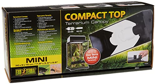 Hagen Exo Terra Mini Compact Incandescent Light Fixture for Exo Terra Glass Terrariums PT2600/PT2602 – Measures 11.8” x 3.5” x 5.9”, Black