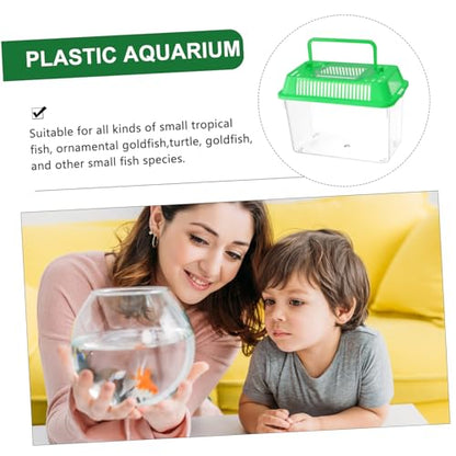 balacoo Turtle Tank Mini Fish Tank- Plastic Handheld Fish Tank for Turtle and Pet Fish, with Lid for Home and Store Office Desk Reptile Carrier