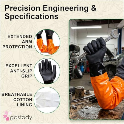 Gastody™ - Chemical Resistant Gloves, Reusable,Heavy Duty Safety Work Gloves,Resist Acid,Oil,Alkali - S-M-L-XL-XXL Size - size: Large, style: Extra-long 27.5"