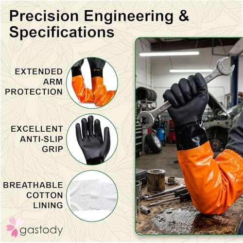 Gastody™ - Chemical Resistant Gloves, Reusable,Heavy Duty Safety Work Gloves,Resist Acid,Oil,Alkali - S-M-L-XL-XXL Size - size: X-Large, style: Extra-long 27.5"