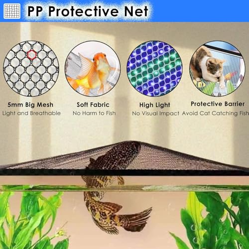 Katzowen DIY Fish Tank Top Cover/Anti-Jumping Net with Magnetic Edges, Mesh Terrarium Lid Aquarium Hood, Square Ventilation Opening Screen Netting, Cut to Size(L7.9xW5.9in/20x15cm) - size: L7.9xW5.9in/20x15cm