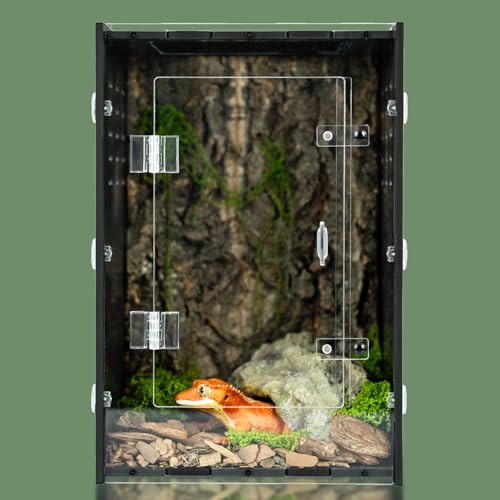 Reptile Tank 8x8x12 Terrarium – PVC Reptile Enclosure, Lizard Tank, Crested Gecko Tank for Small Reptiles & Invertebrates - size: 8"8"12"
