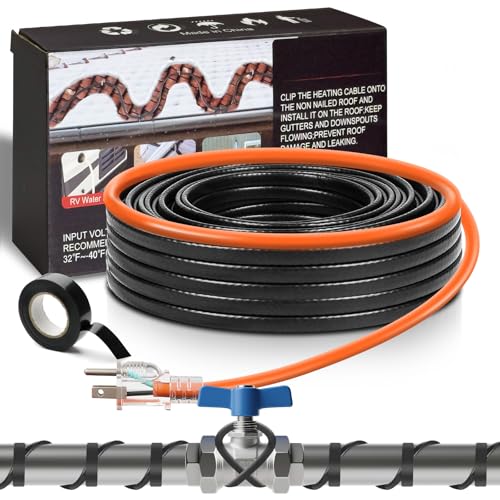 45.5FT(3FT~160FT) Water Pipe Heat Cable for Pipe Freeze Protection, Pipe Heating Cable for Metal And Plastic Home Pipes, Energy-Saving Heat Trace Cable Keeps Water Flowing, 120V 5W/ft - style: 49.5FT